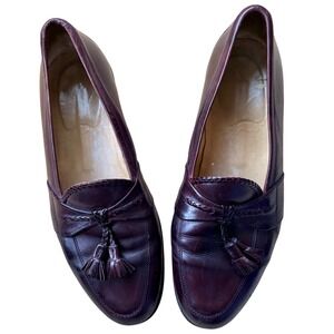Johnston & Murphy Men Burgundy Leather Tassel Loafers Sz11 Preppy Dress Academia